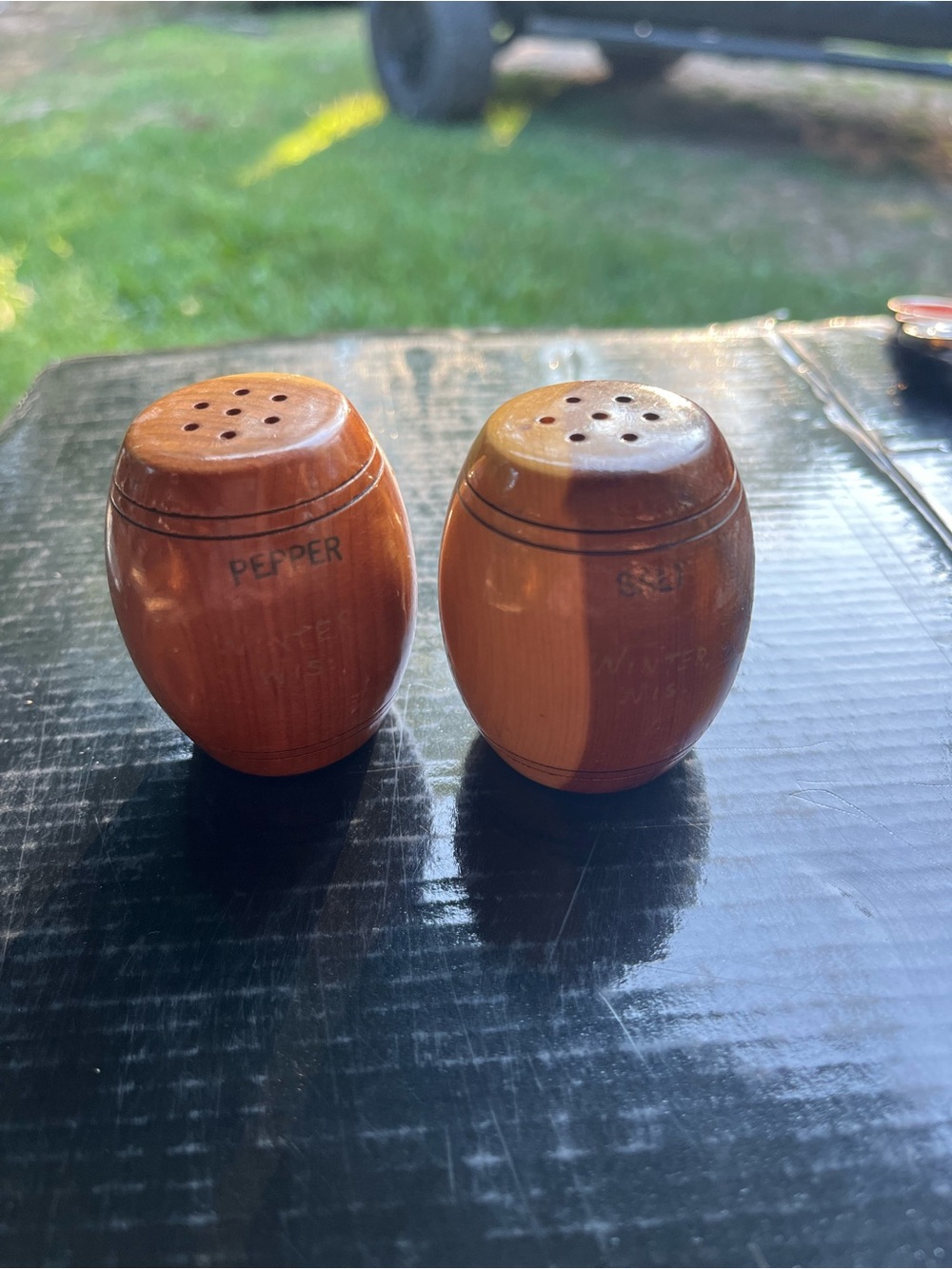 Vintage Wooden Salt and Pepper Shaker Set - Two-Tone Brown